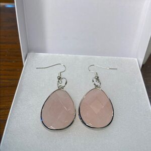 5 for $15 Pink glass Teardrop Earrings
